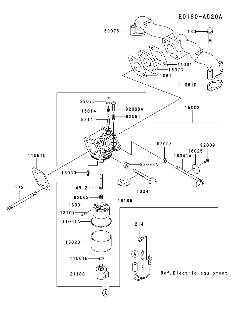 Fh580v-As11 Carburetor Diagram and Parts List for ENFORCER44 53AI3AGF750-19HP Cub Cadet Lawn Tractor